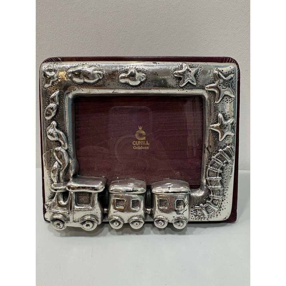 Cunill OrFebres Silver  Photo Frame Trains Stars Clouds Heavy!!! 4x6 Baby Shower